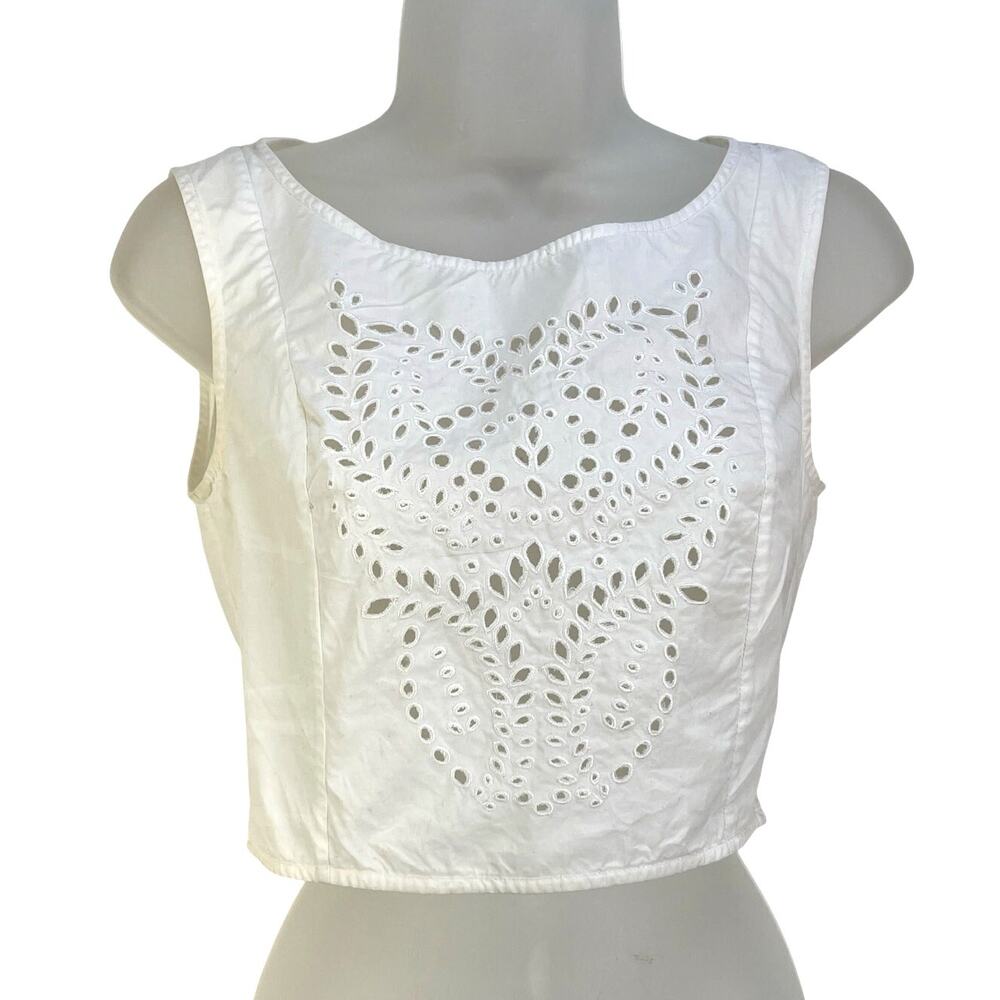 Opening Ceremony x Chloe Sevigny Cropped Eyelet Tank Top White